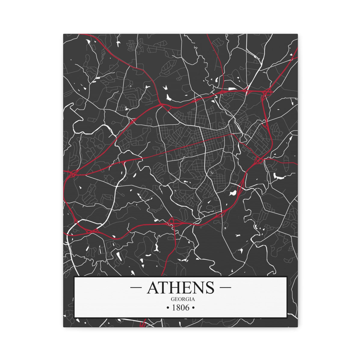 Athens, Georgia 1806 Founders City Map, Matte Canvas Print (Stretched, 1.25")