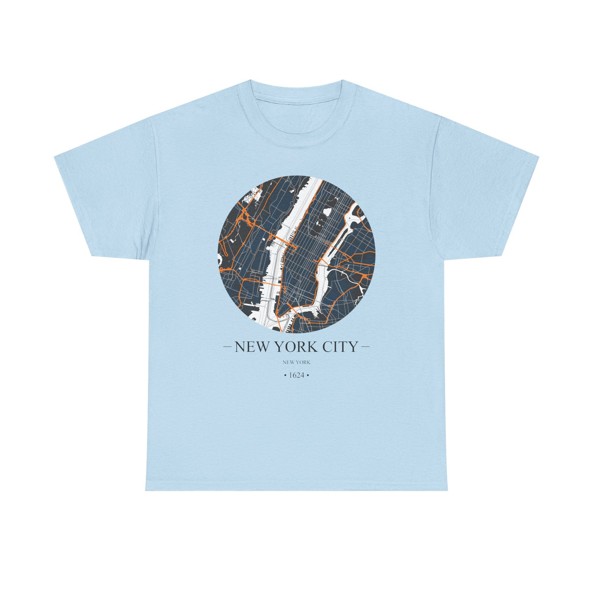 New York City, New York 1624 Founders City Map Unisex Heavy Cotton Tee, Express Delivery available