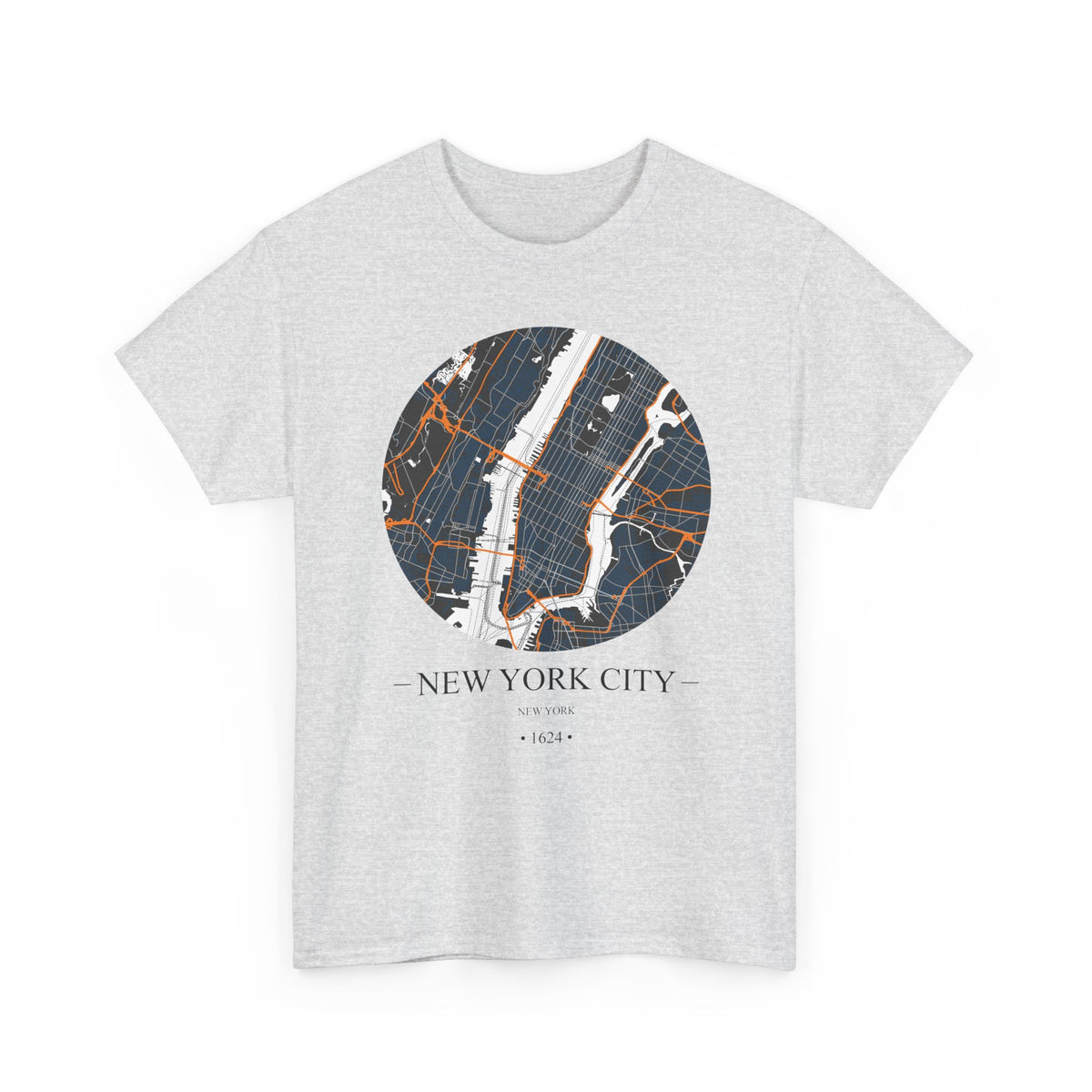 New York City, New York 1624 Founders City Map Unisex Heavy Cotton Tee, Express Delivery available