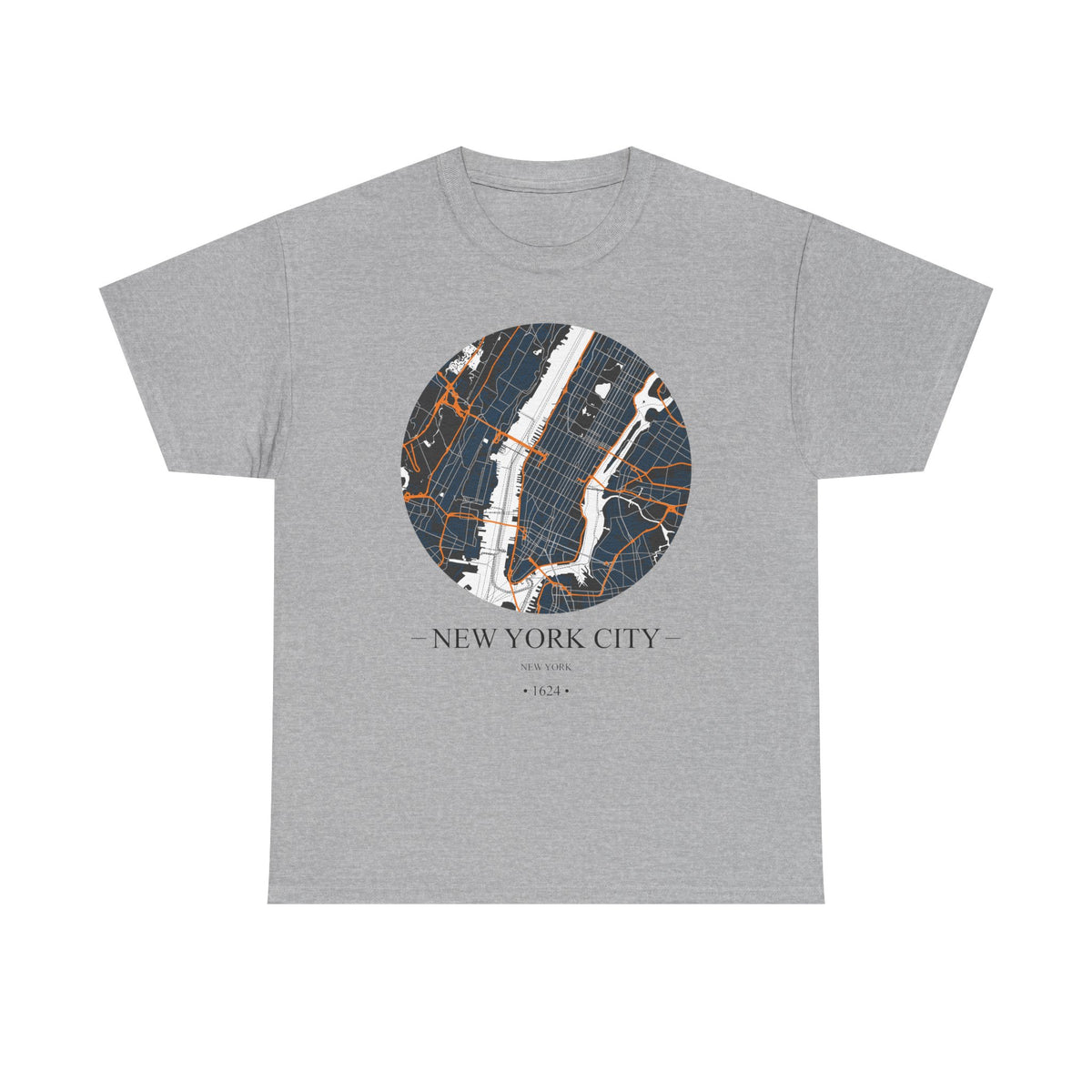 New York City, New York 1624 Founders City Map Unisex Heavy Cotton Tee, Express Delivery available