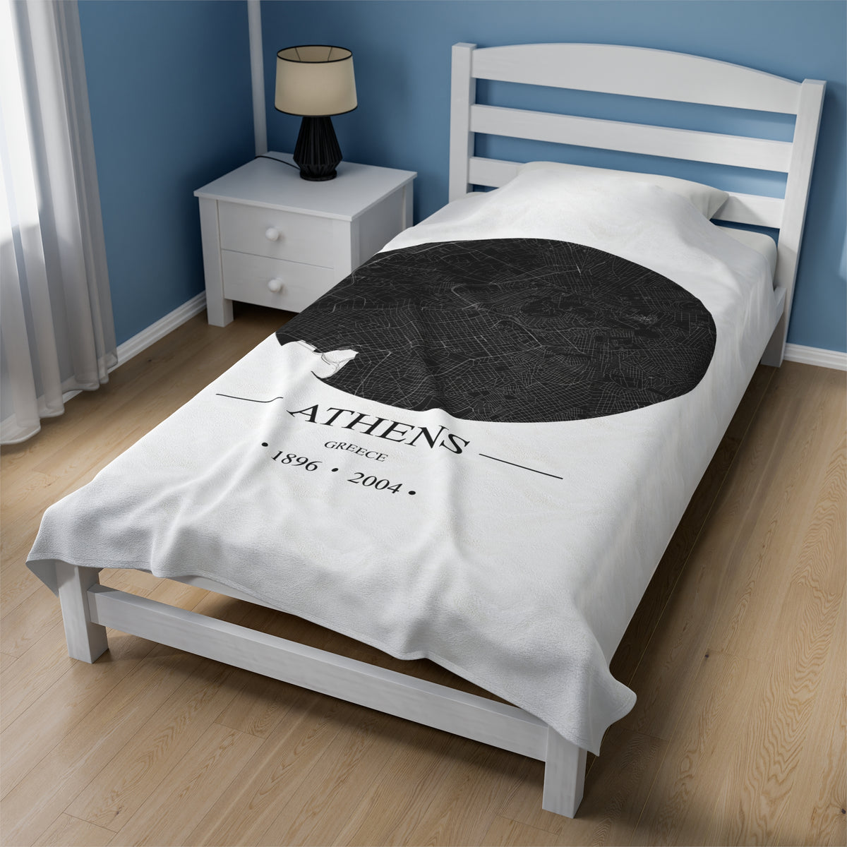 Athens, Greece 1896 & 2004 Olympic Host City Map Velveteen Plush Blanket