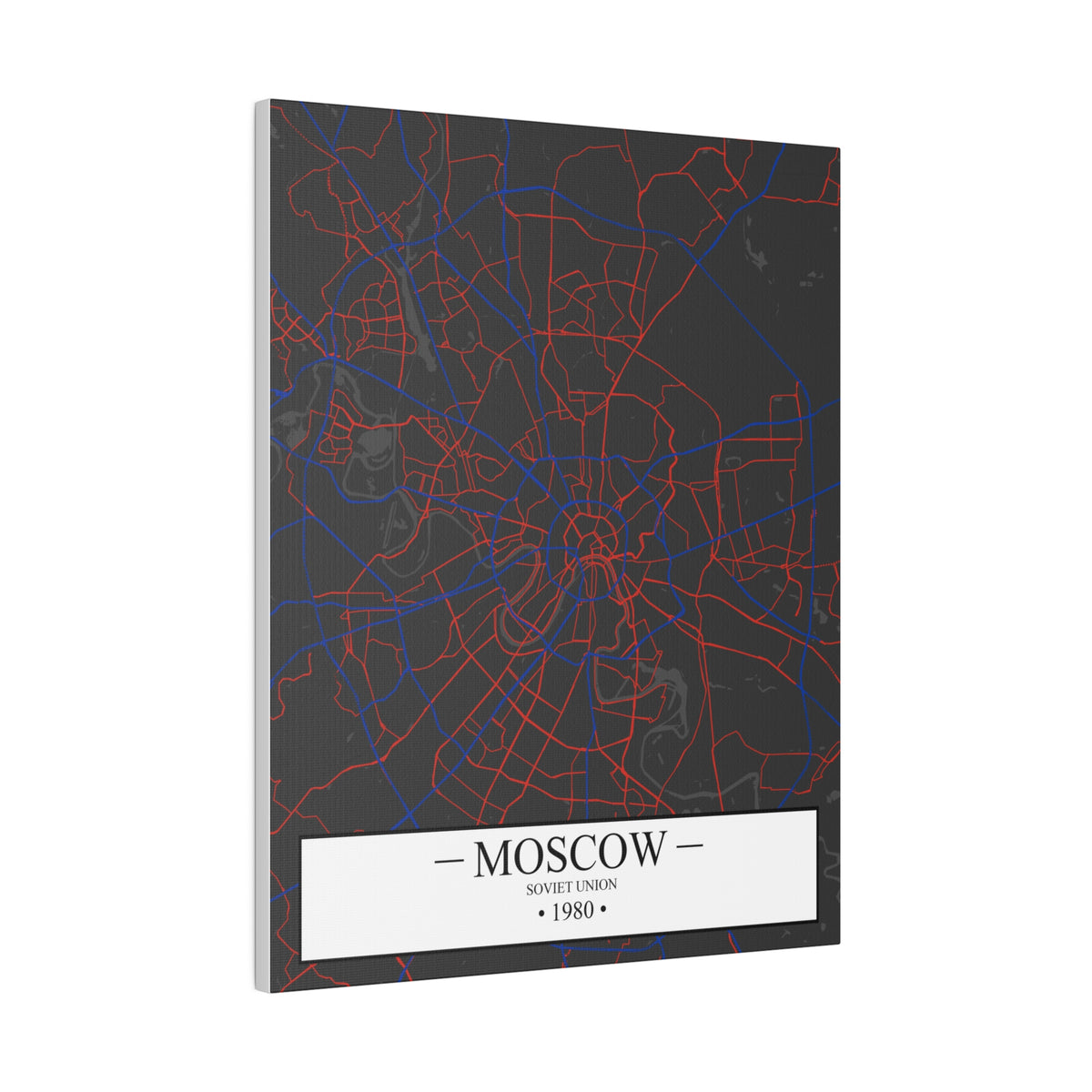 Moscow, Soviet Union 1980, Color Map, Matte Canvas, Stretched, 0.75"