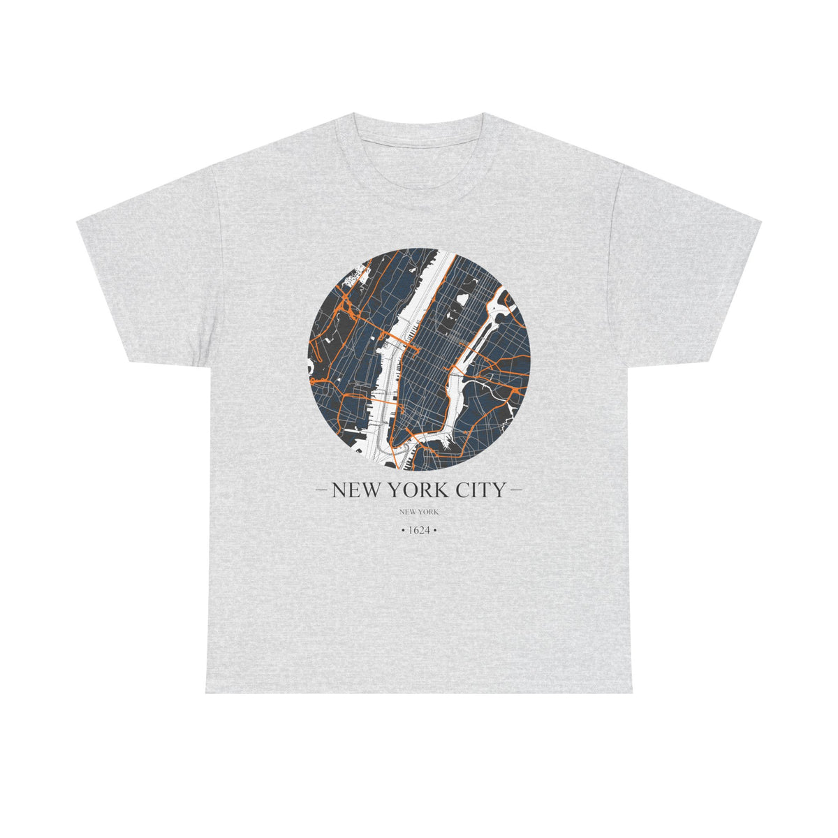 New York City, New York 1624 Founders City Map Unisex Heavy Cotton Tee, Express Delivery available