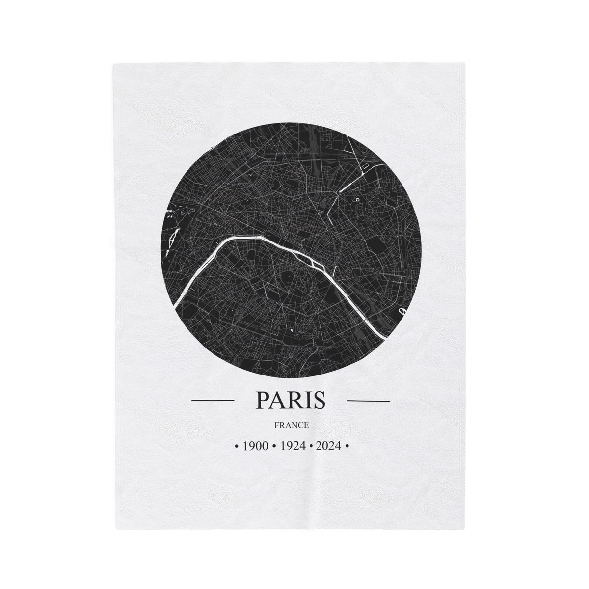 Paris, France 1900, 1924 & 2024 Olympic Host City Map Velveteen Plush Blanket