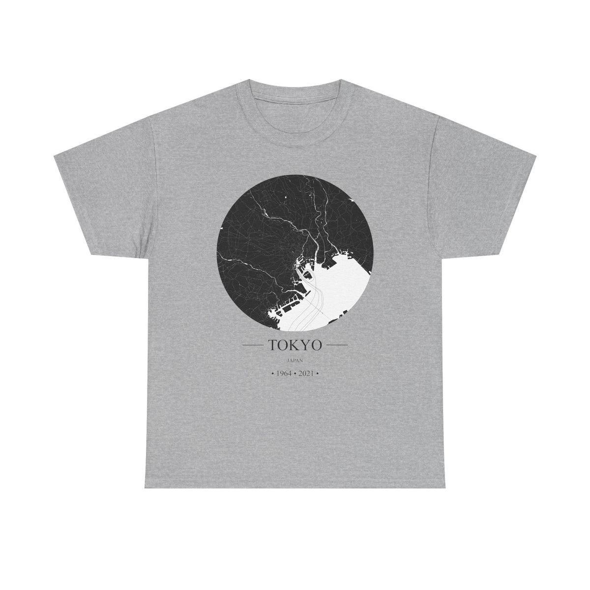 Tokyo, Japan 1964 & 2021 Olympic Host City Map Unisex Heavy Cotton Tee