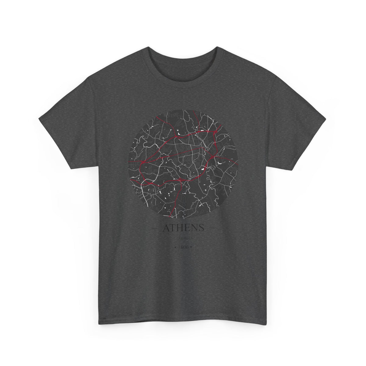 Athens, Georgia 1806 – Founders City Map – Unisex Heavy Cotton Tee, Express Delivery available