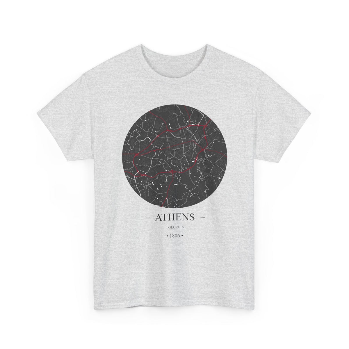 Athens, Georgia 1806 – Founders City Map – Unisex Heavy Cotton Tee, Express Delivery available