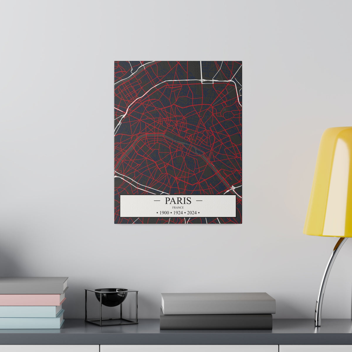 Paris, France 1900, 1924 & 2024, Color Map, Matte Canvas, Stretched, 0.75"