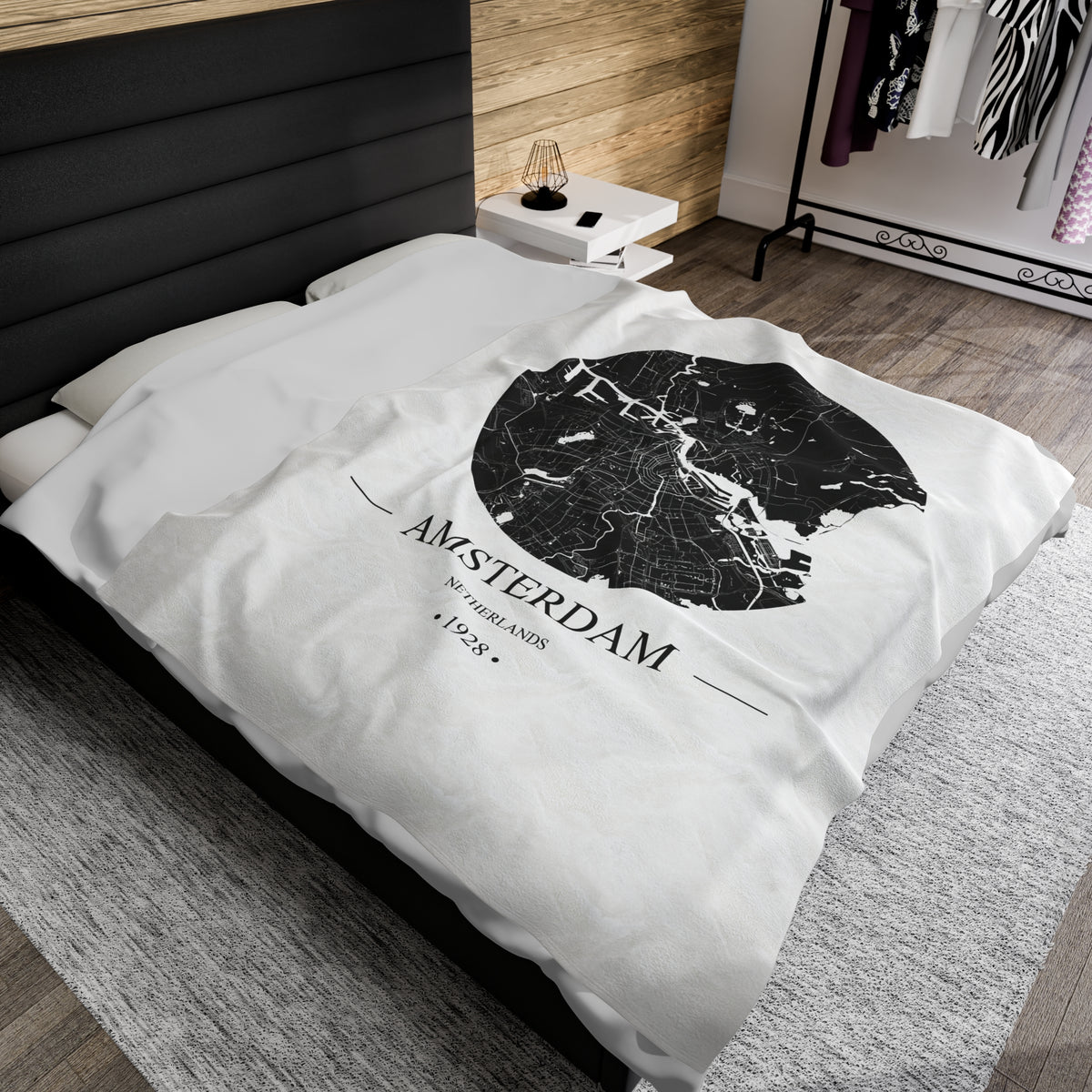 Amsterdam, Netherlands 1928 Olympic Host City Map Velveteen Plush Blanket