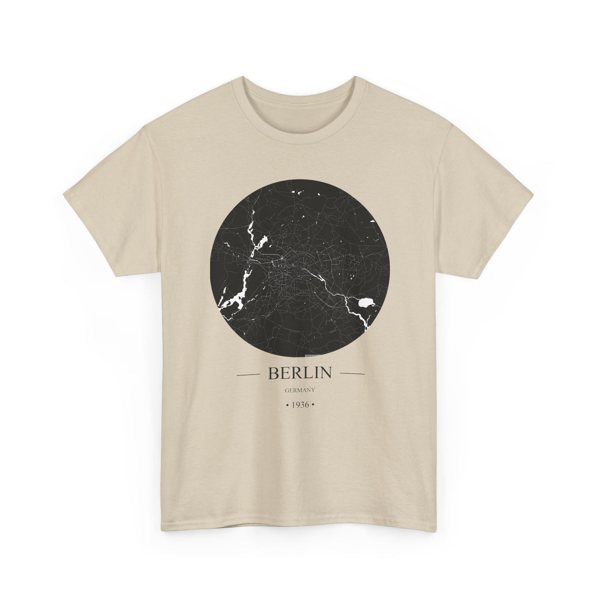 Berlin, Germany 1936 Olympic Host City Map Unisex Heavy Cotton Tee