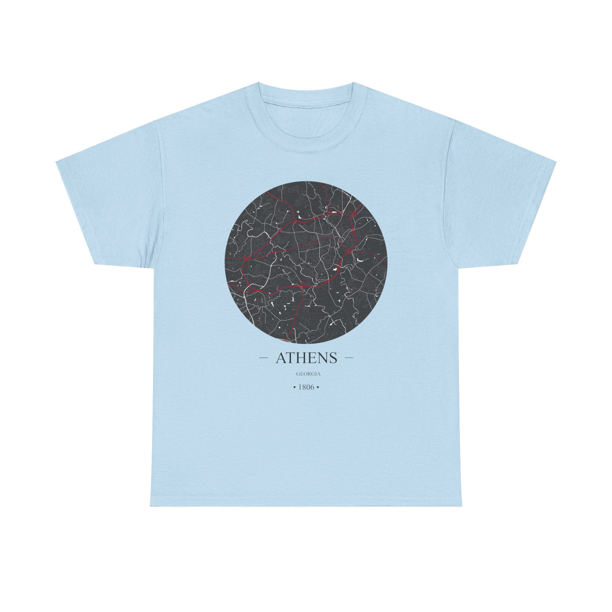 Athens, Georgia 1806 – Founders City Map – Unisex Heavy Cotton Tee, Express Delivery available