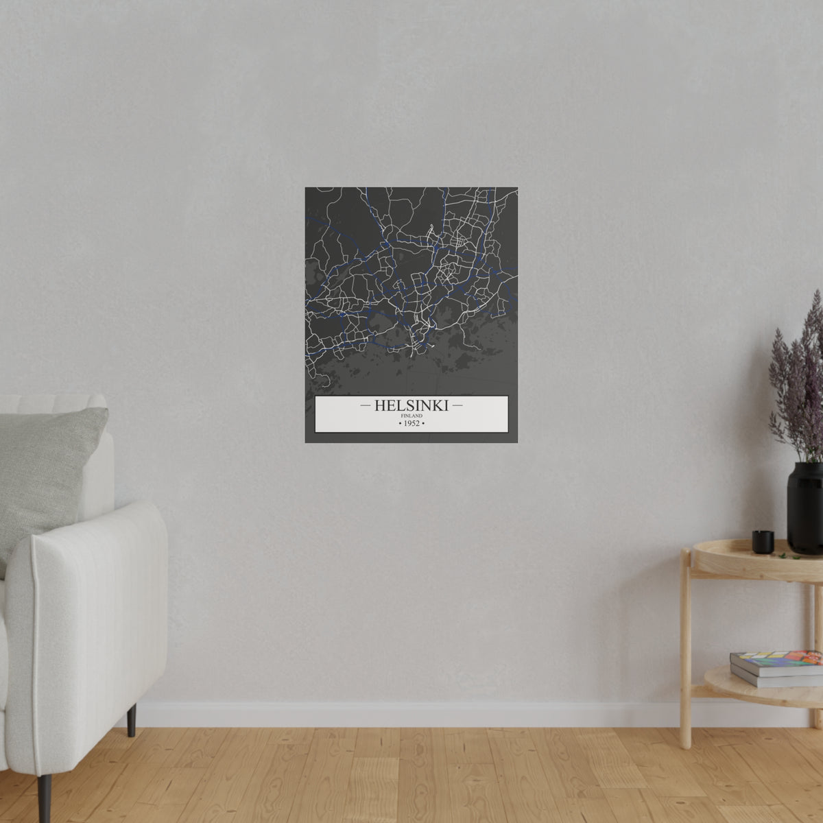Helsinki, Finland 1952, Color Map, Matte Canvas, Stretched, 0.75"