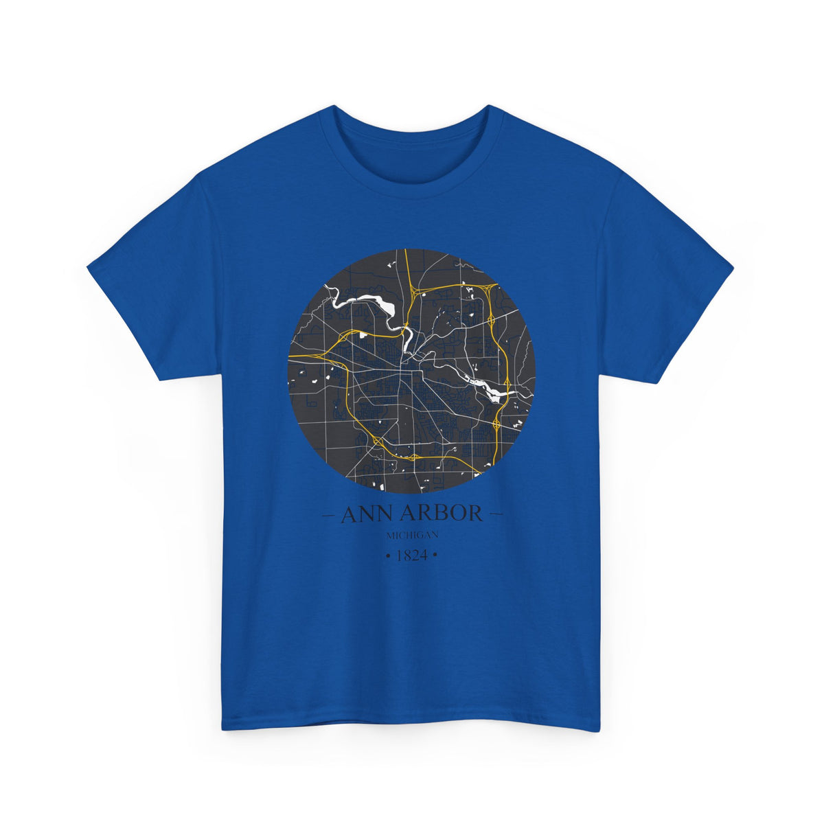 Ann Arbor, Michigan 1823 Founders City Map Unisex Heavy Cotton Tee, Express Delivery available