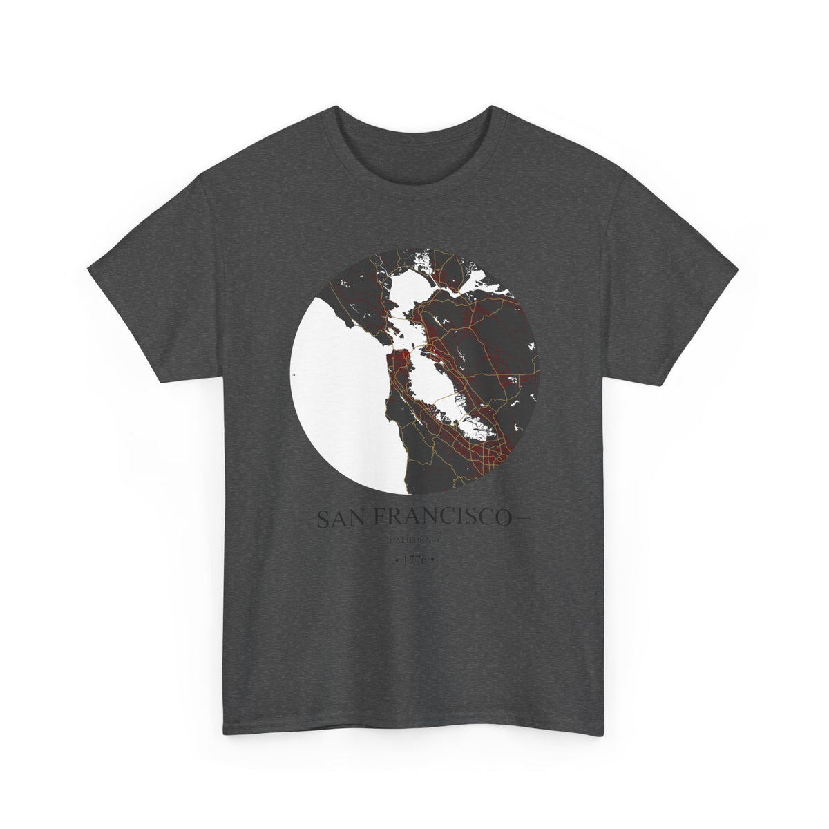 San Francisco, California 1776 Founders City Map Unisex Heavy Cotton Tee, Express Delivery available