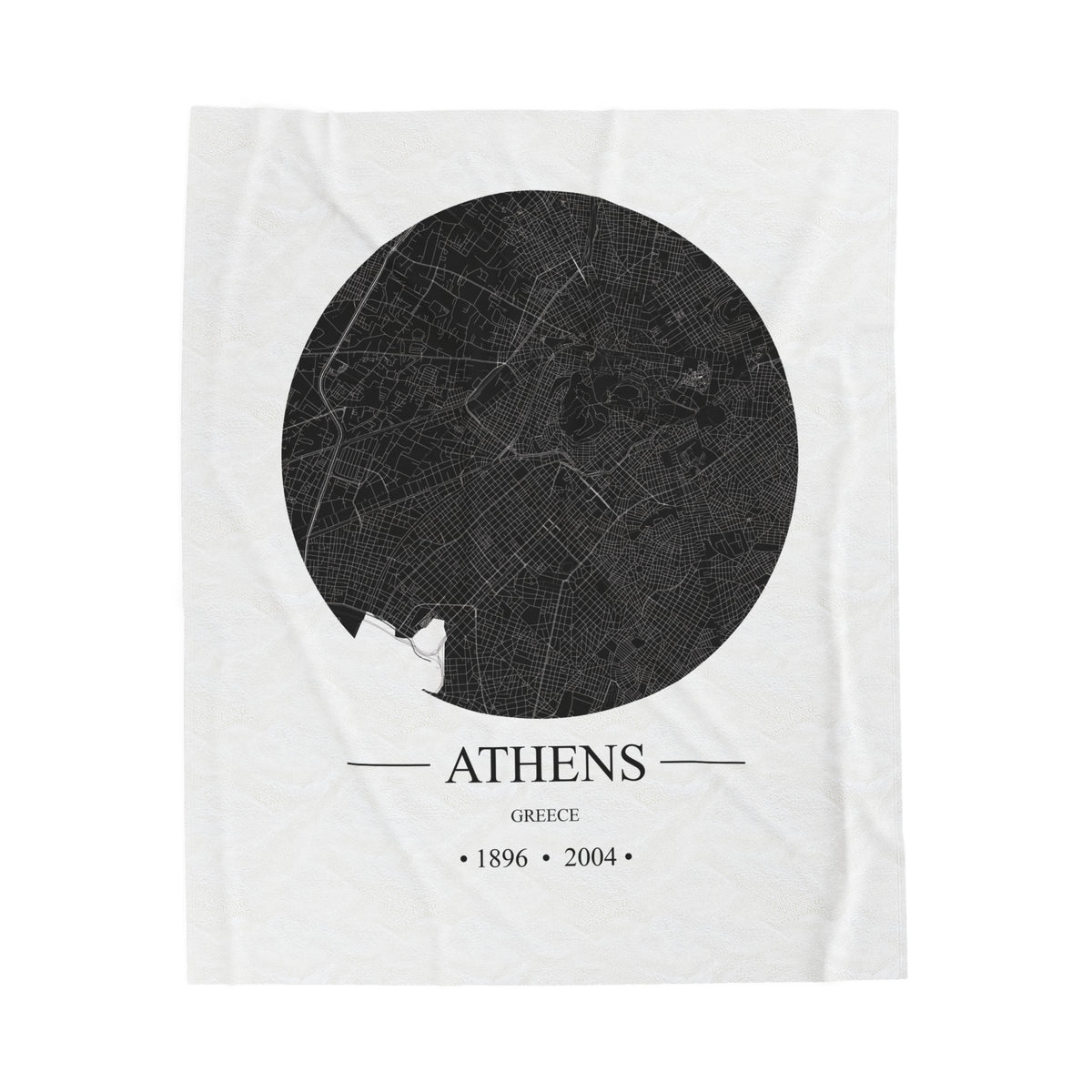 Athens, Greece 1896 & 2004 Olympic Host City Map Velveteen Plush Blanket