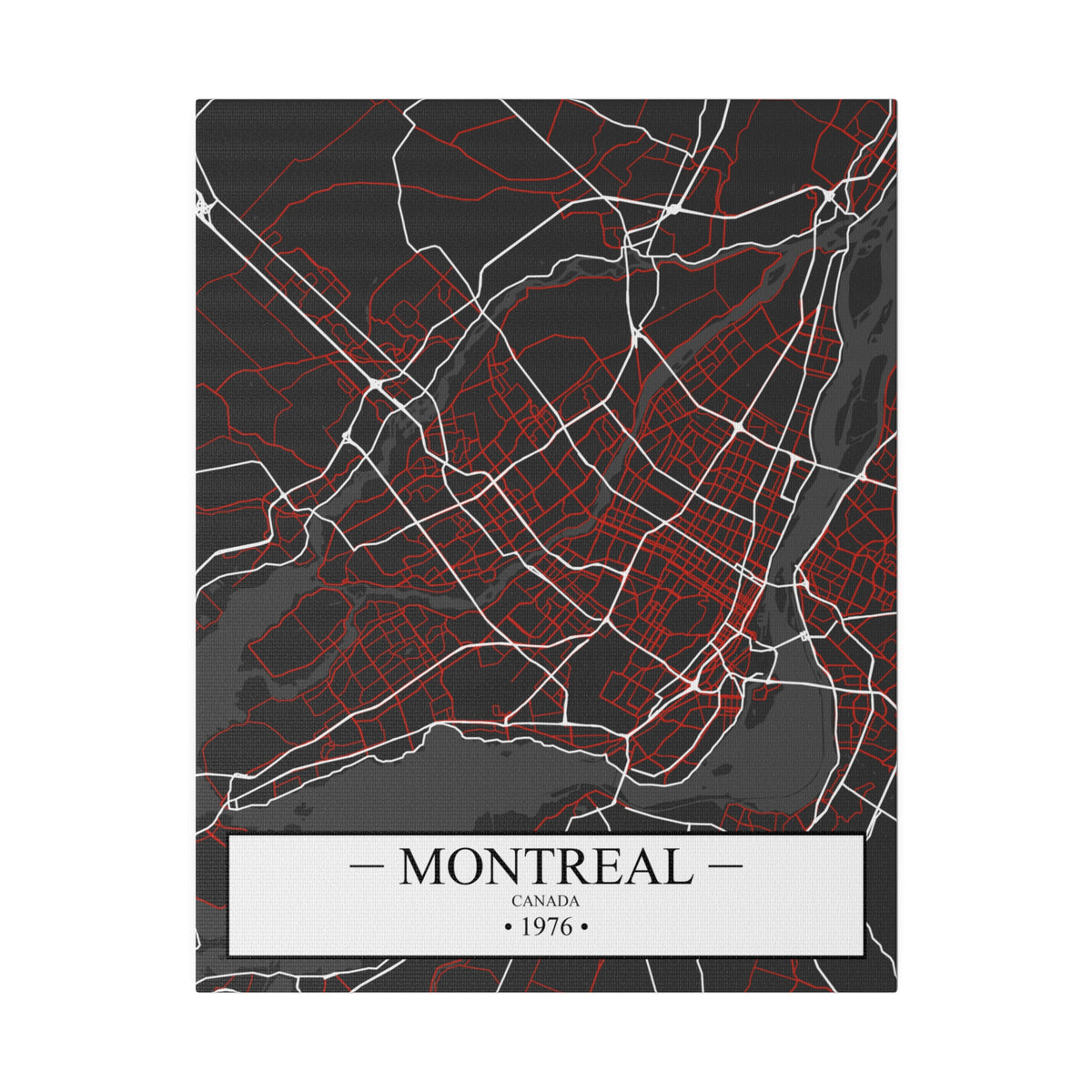 Montreal, Canada 1976, Color Map, Matte Canvas, Stretched, 0.75"