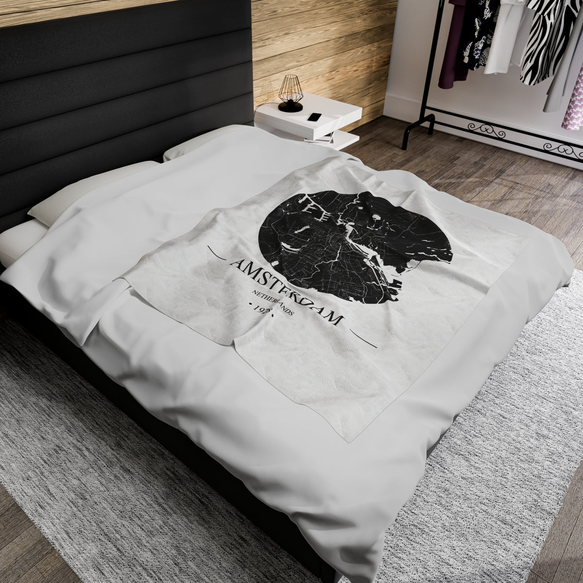 Amsterdam, Netherlands 1928 Olympic Host City Map Velveteen Plush Blanket