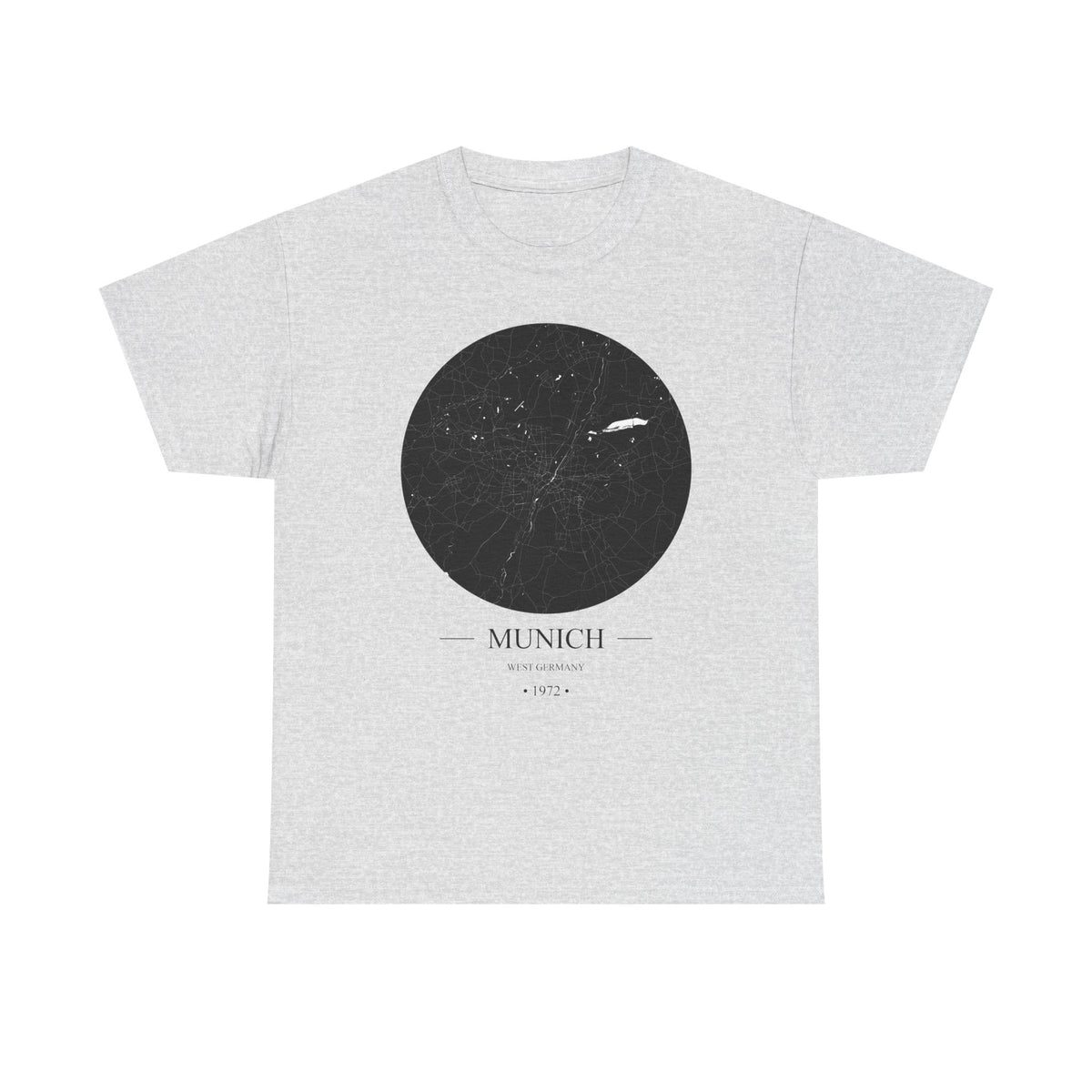 Munich, West Germany 1972 Olympic Host City Map Unisex Heavy Cotton Tee