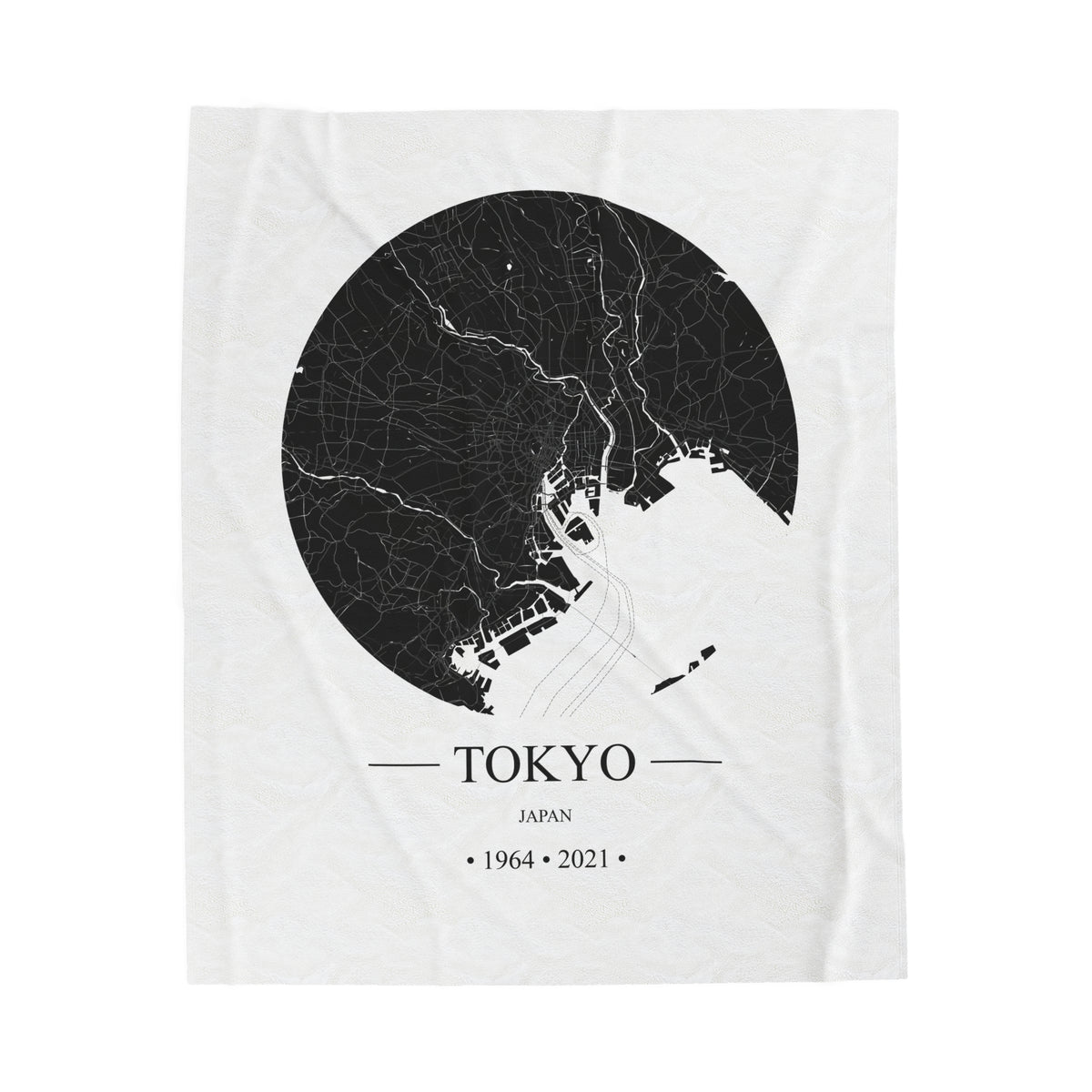 Tokyo, Japan 1964 & 2021 Olympic Host City Map Velveteen Plush Blanket