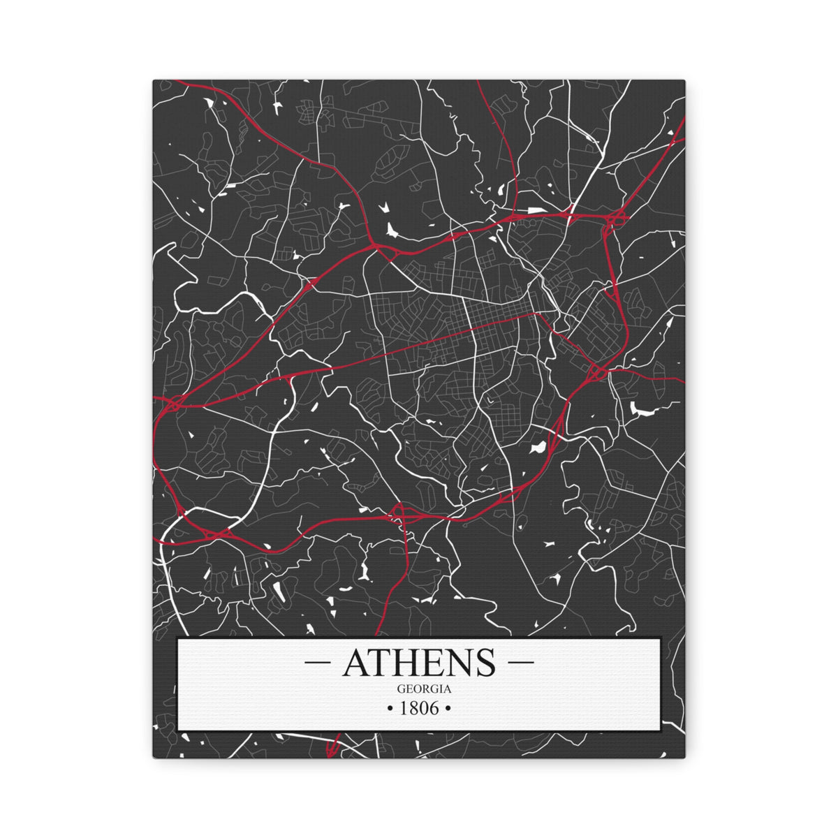 Athens, Georgia 1806 Founders City Map, Matte Canvas Print (Stretched, 1.25")