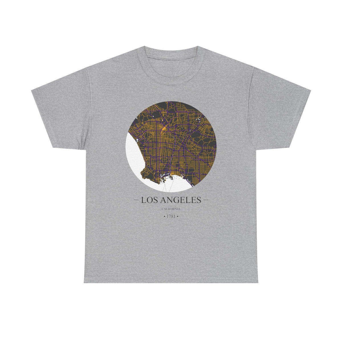 Los Angeles, California 1781 Founders City Map Unisex Heavy Cotton Tee, Express Delivery available
