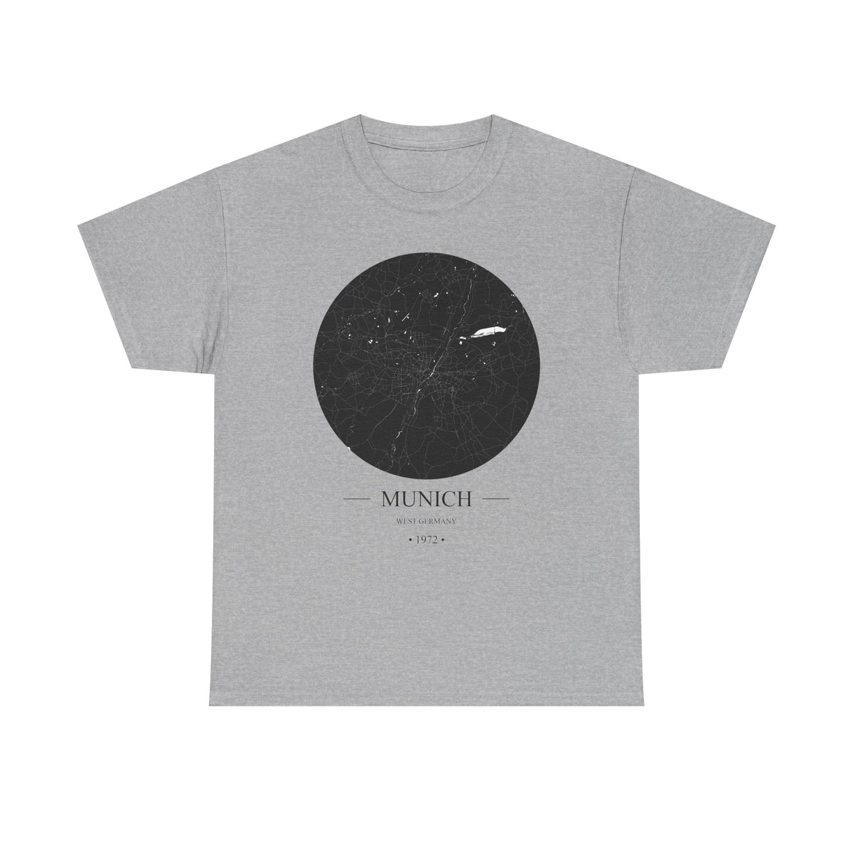 Munich, West Germany 1972 Olympic Host City Map Unisex Heavy Cotton Tee