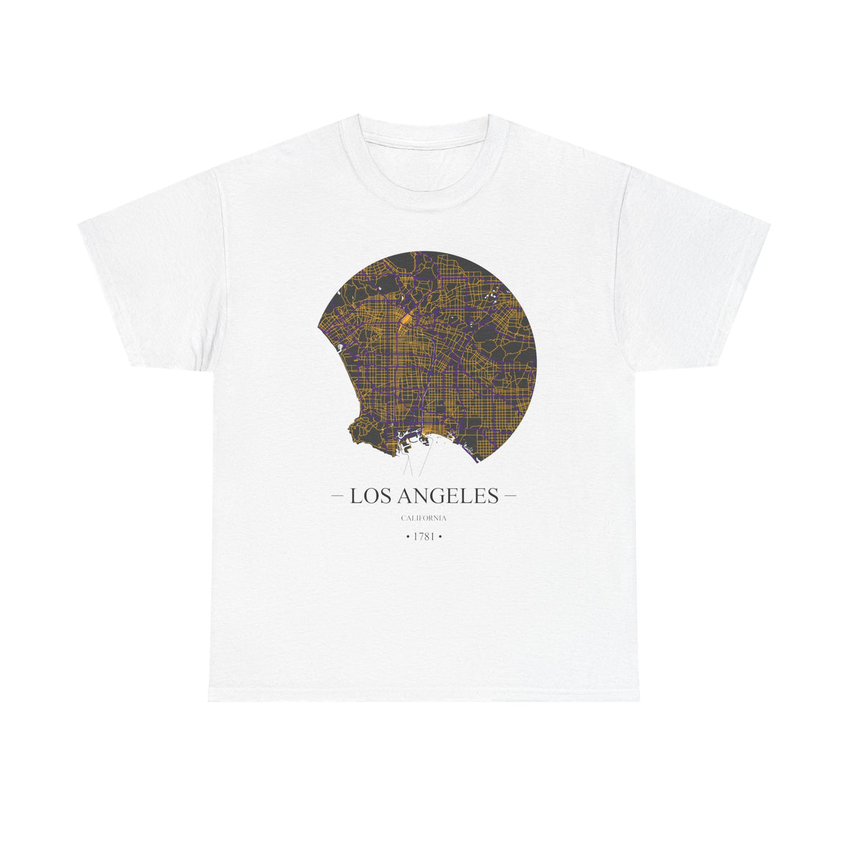 Los Angeles, California 1781 Founders City Map Unisex Heavy Cotton Tee, Express Delivery available