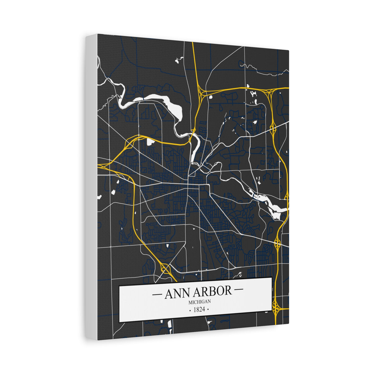 Ann Arbor, Michigan 1823 Founders City Map, Matte Canvas Print (Stretched, 1.25")
