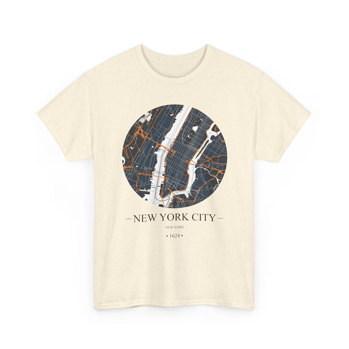 New York City, New York 1624 Founders City Map Unisex Heavy Cotton Tee, Express Delivery available