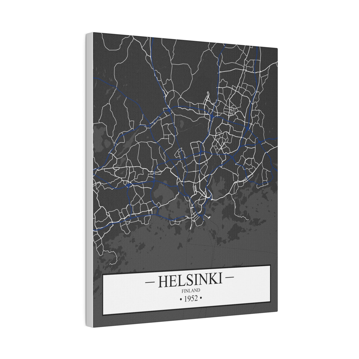 Helsinki, Finland 1952, Color Map, Matte Canvas, Stretched, 0.75"