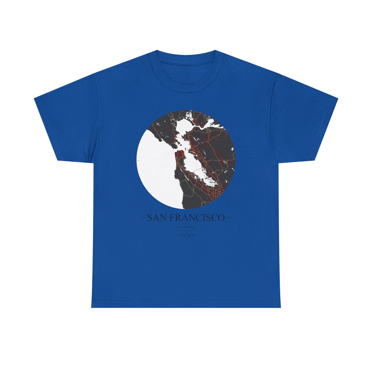San Francisco, California 1776 Founders City Map Unisex Heavy Cotton Tee, Express Delivery available
