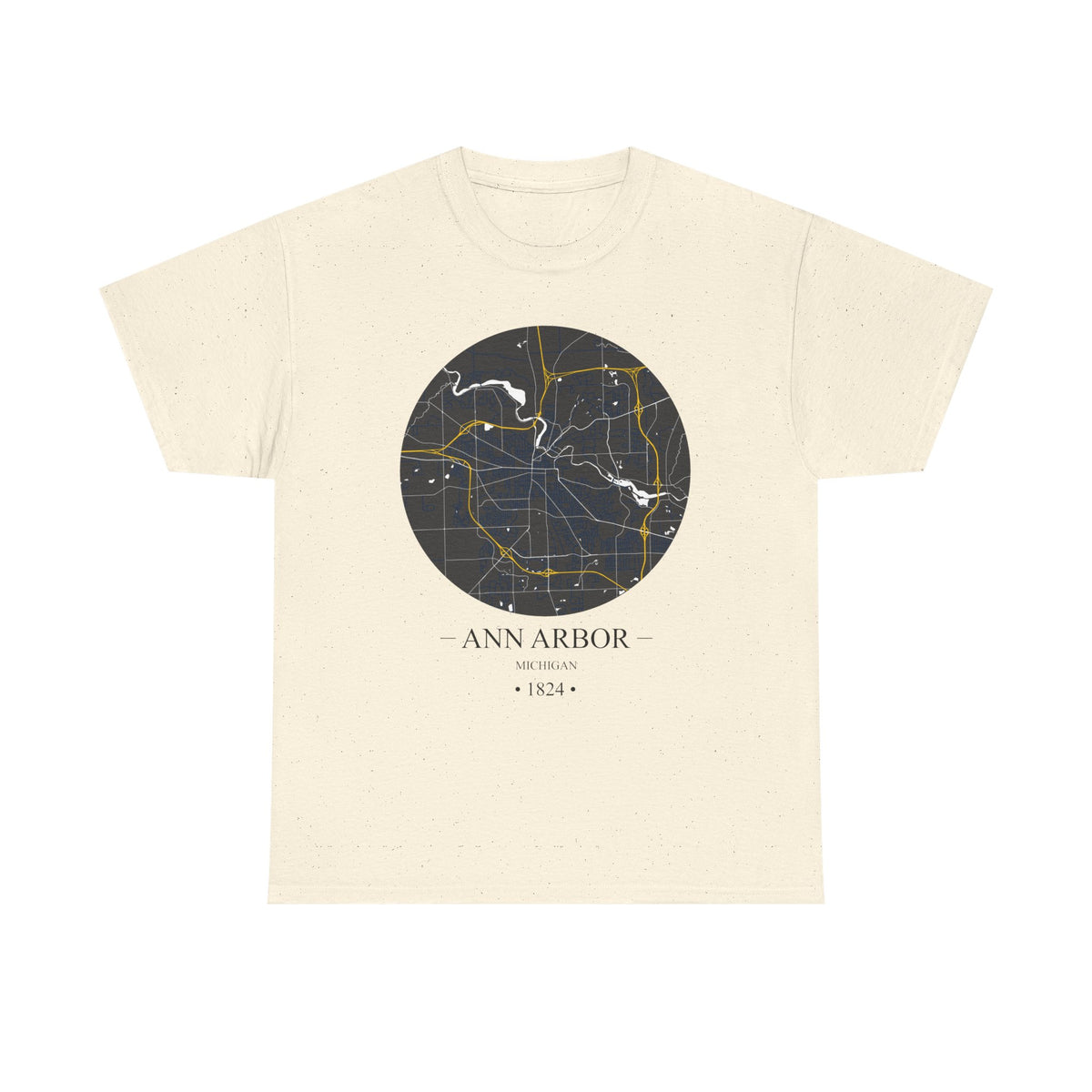 Ann Arbor, Michigan 1823 Founders City Map Unisex Heavy Cotton Tee, Express Delivery available
