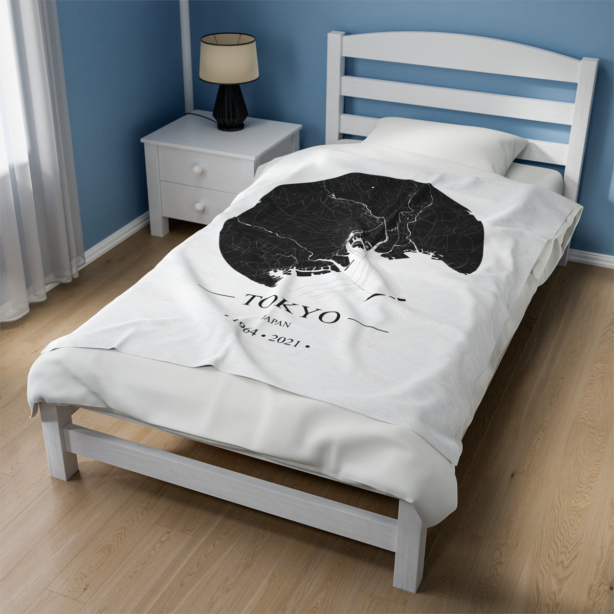 Tokyo, Japan 1964 & 2021 Olympic Host City Map Velveteen Plush Blanket