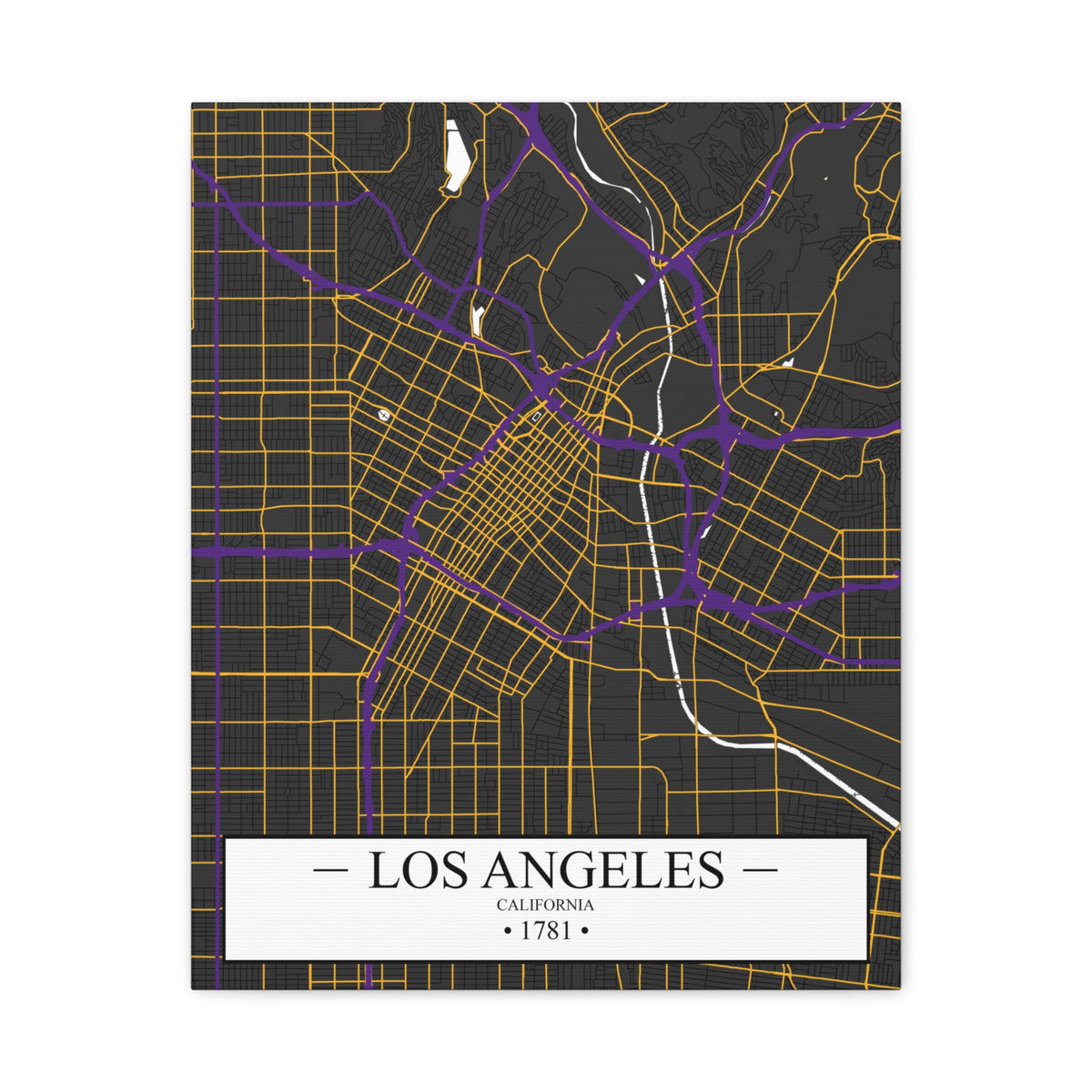 Los Angeles, California 1781 Founders City Map, Matte Canvas Print (Stretched, 1.25")