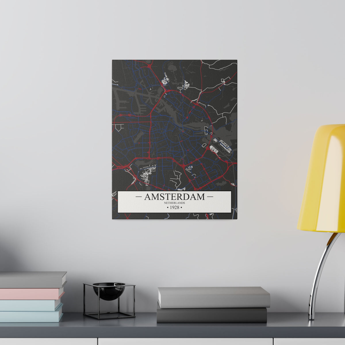 Amsterdam, Netherlands 1928, Color Map, Matte Canvas, Stretched, 0.75"