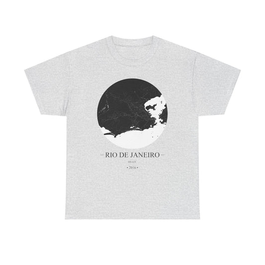 Rio de Janeiro, Brazil 2016 Olympic Host City Map Unisex Heavy Cotton Tee