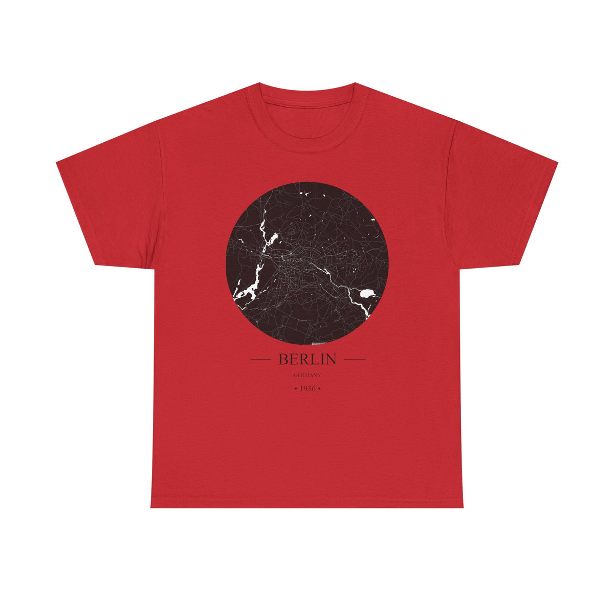 Berlin, Germany 1936 Olympic Host City Map Unisex Heavy Cotton Tee