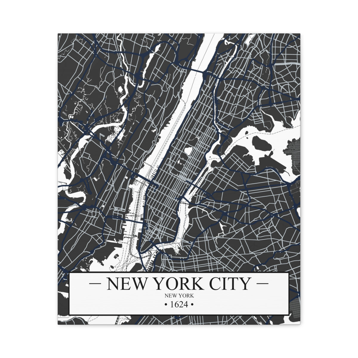 New York City, New York 1624 Founders City Map, Matte Canvas Print (Stretched, 1.25")