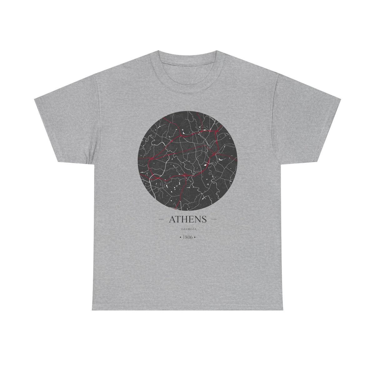 Athens, Georgia 1806 – Founders City Map – Unisex Heavy Cotton Tee, Express Delivery available