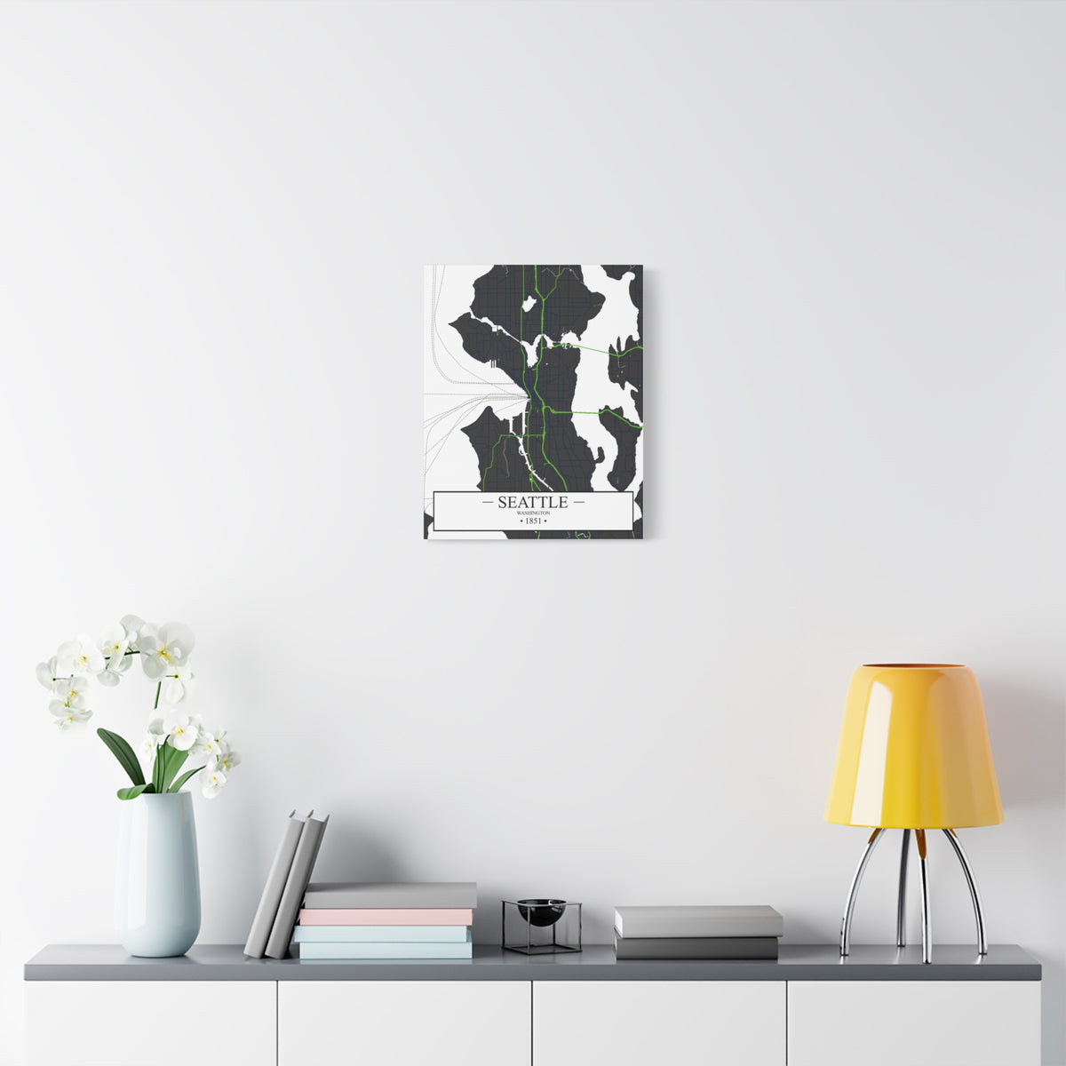 Seattle, Washington 1851 Founders City Map, Matte Canvas Print (Stretched, 1.25")