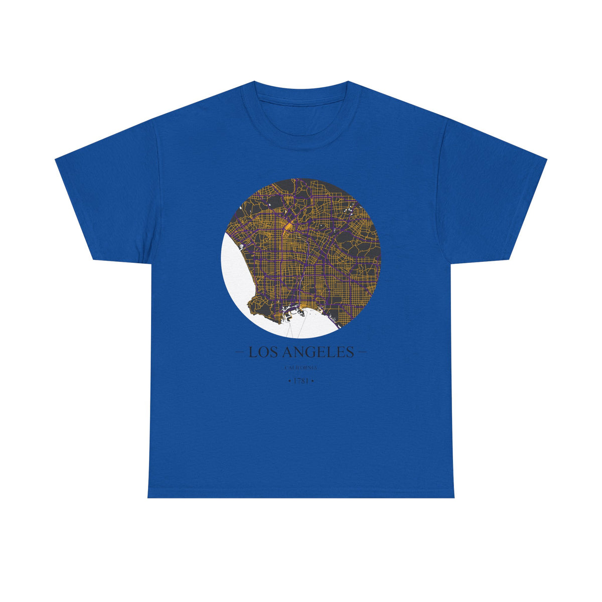 Los Angeles, California 1781 Founders City Map Unisex Heavy Cotton Tee, Express Delivery available