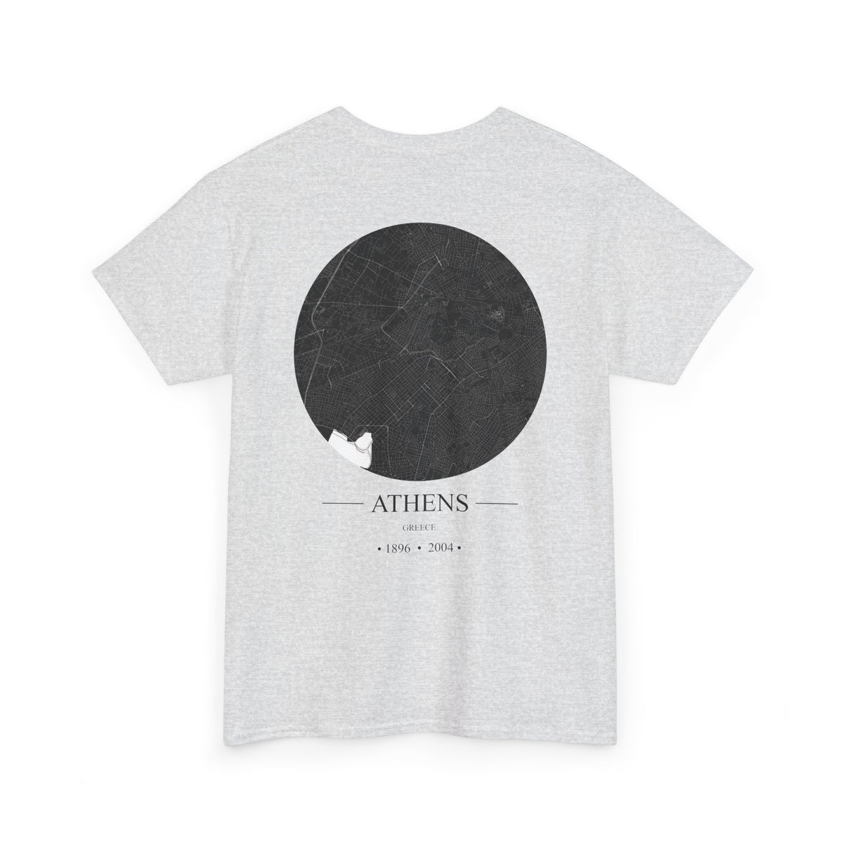 Athens, Greece 1896 & 2004 Olympic Host City Map Unisex Heavy Cotton Tee