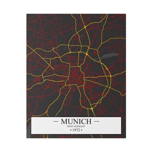 Munich, West Germany 1972, Color Map, Matte Canvas, Stretched, 0.75"