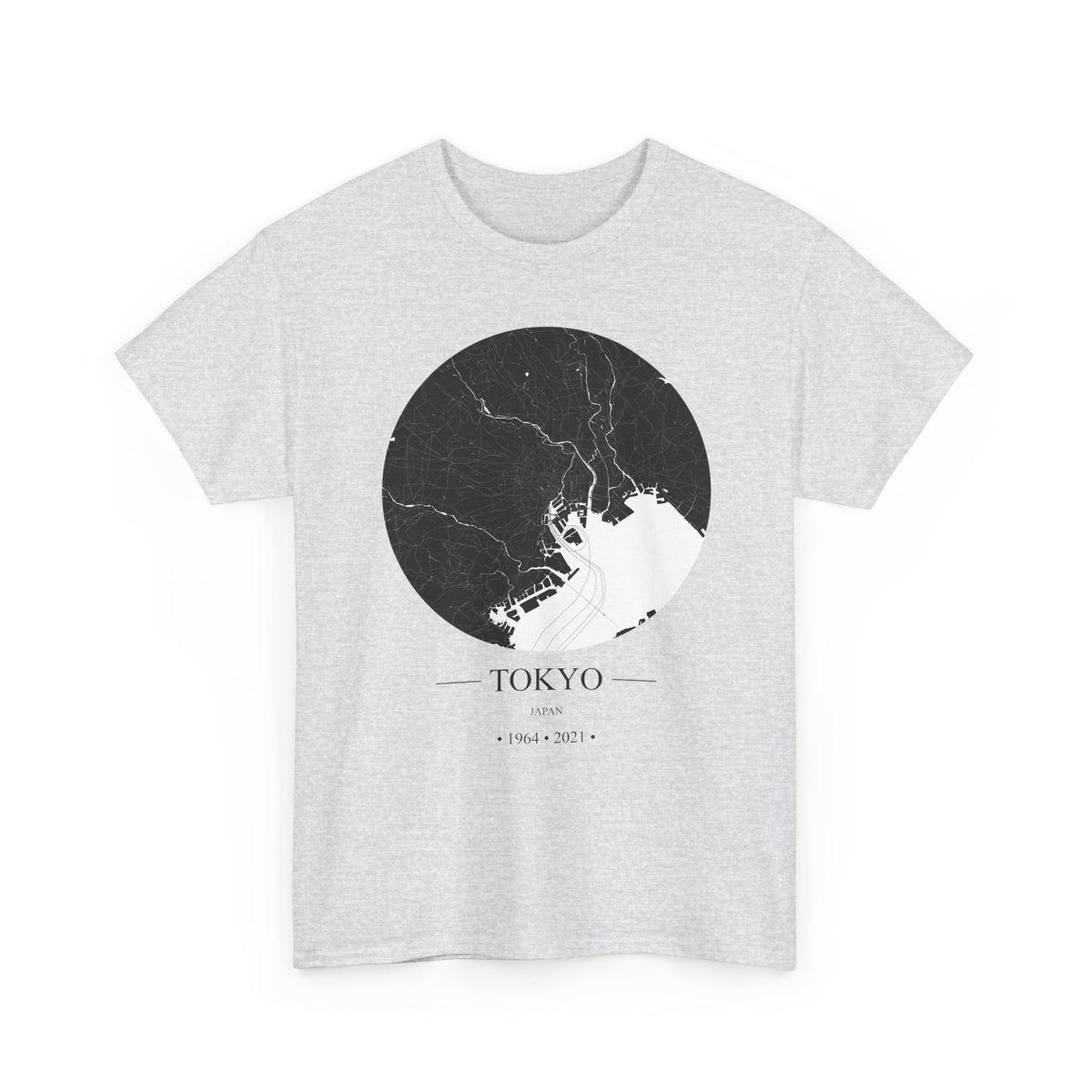 Tokyo, Japan 1964 & 2021 Olympic Host City Map Unisex Heavy Cotton Tee
