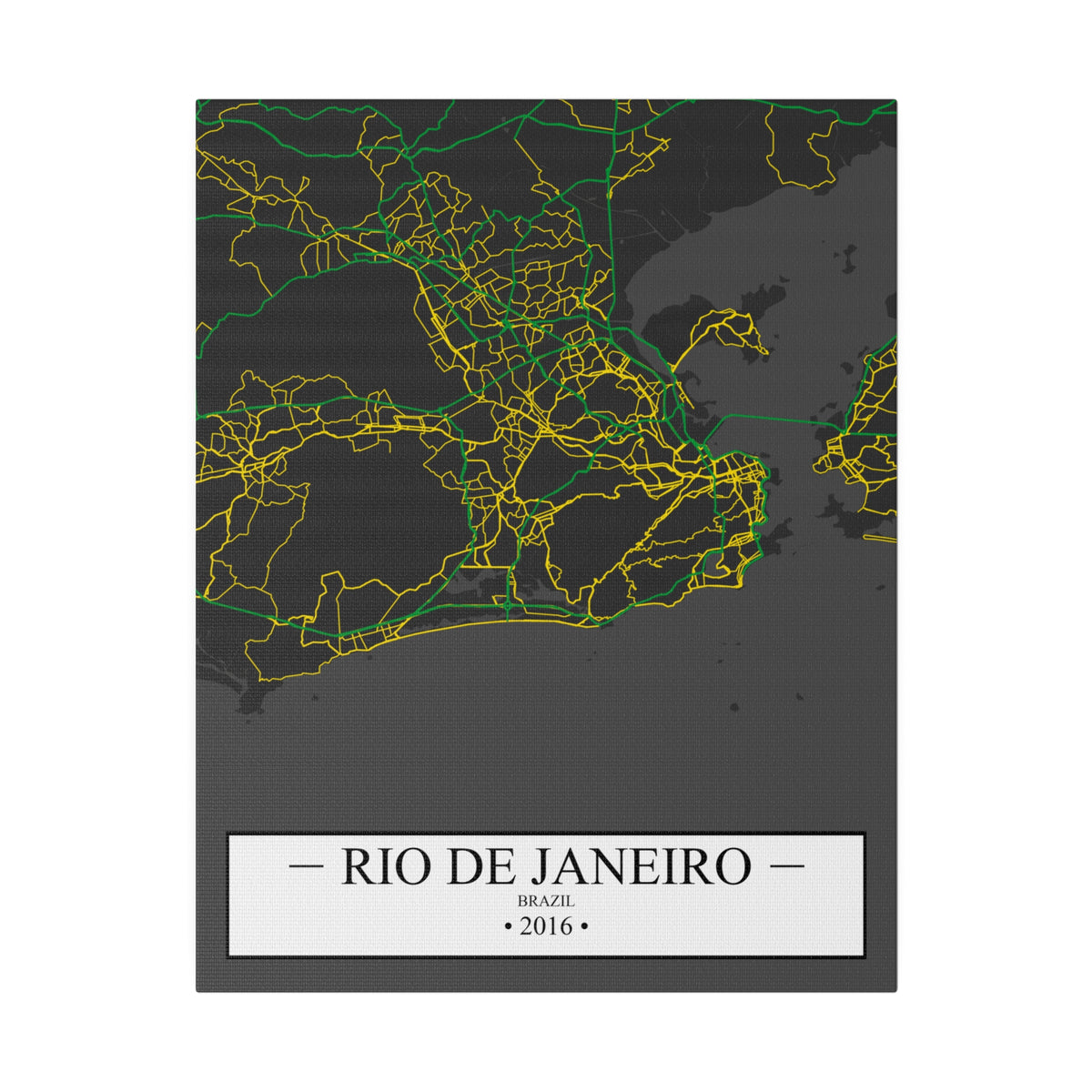 Rio De Janeiro, Brazil 2016, Color Map, Matte Canvas, Stretched, 0.75"