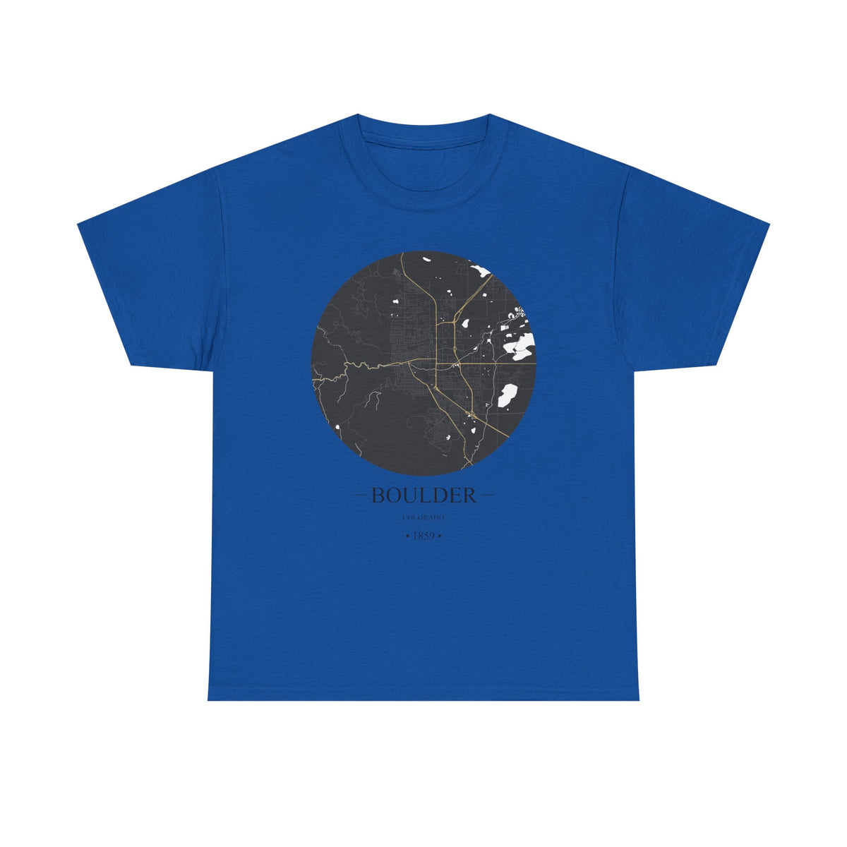 Boulder, Colorado 1859 Founders City Map Unisex Heavy Cotton Tee, Express Delivery available