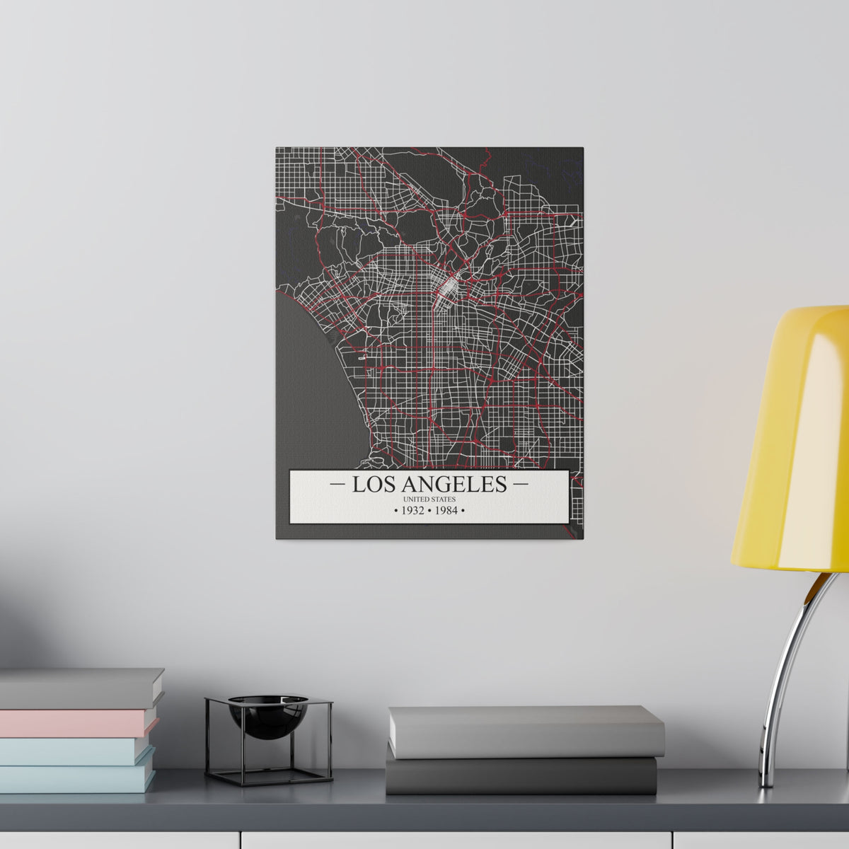 Los Angeles, United States 1932 & 1984, Color Map, Matte Canvas, Stretched, 0.75"