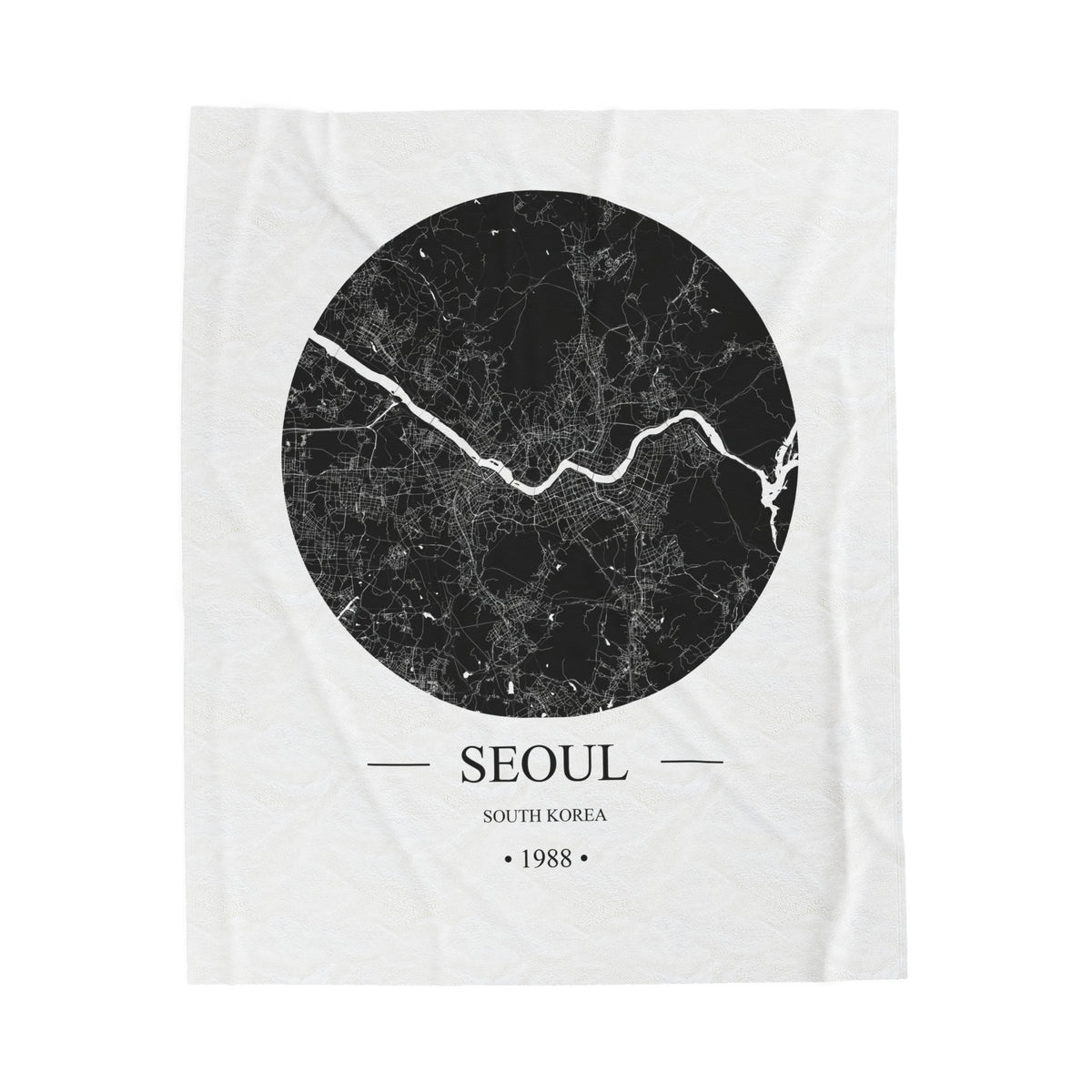 Seoul, South Korea 1988 Olympic Host City Map Velveteen Plush Blanket