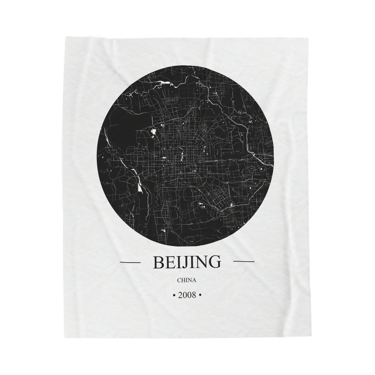 Beijing, China 2008 Olympic Host City Map Velveteen Plush Blanket