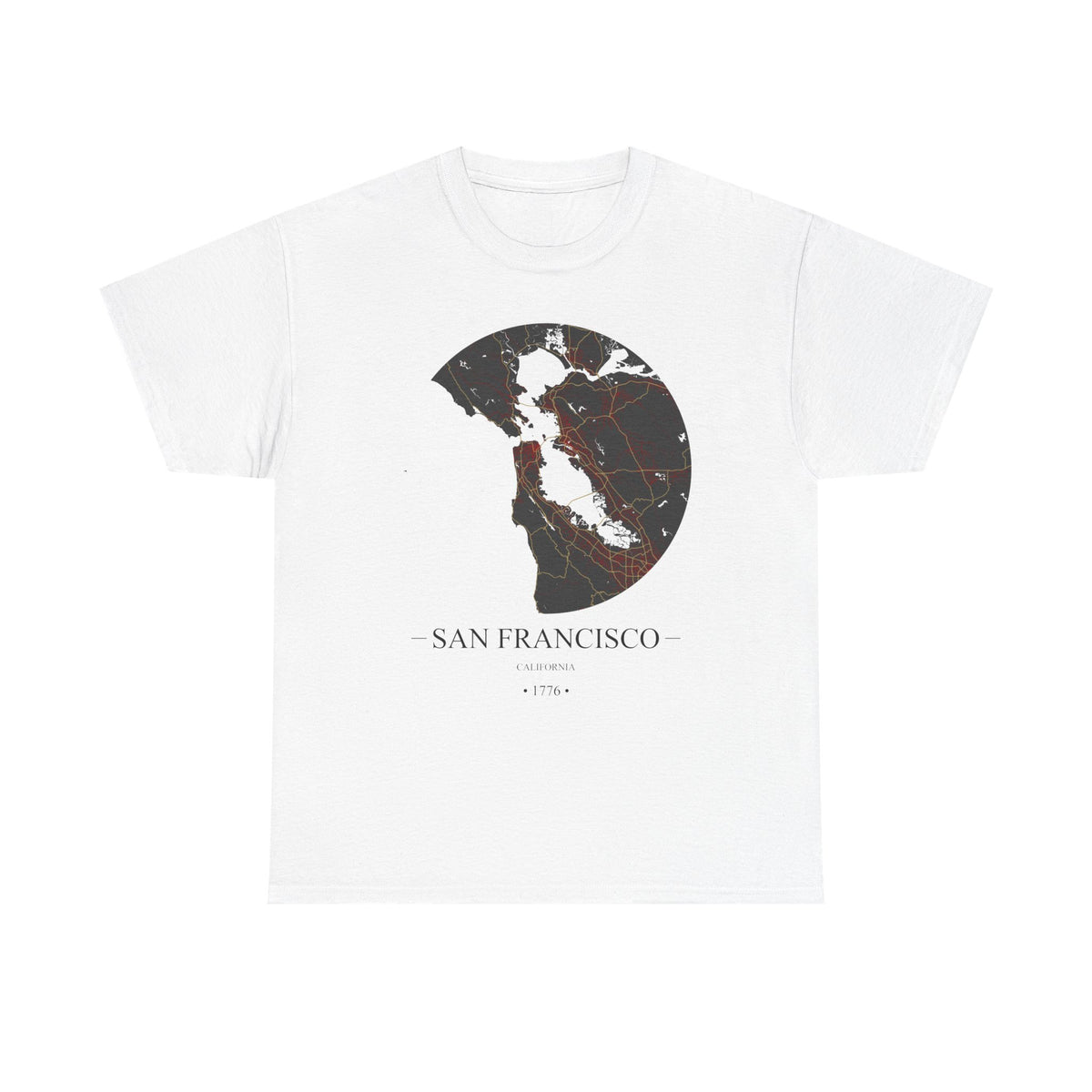 San Francisco, California 1776 Founders City Map Unisex Heavy Cotton Tee, Express Delivery available